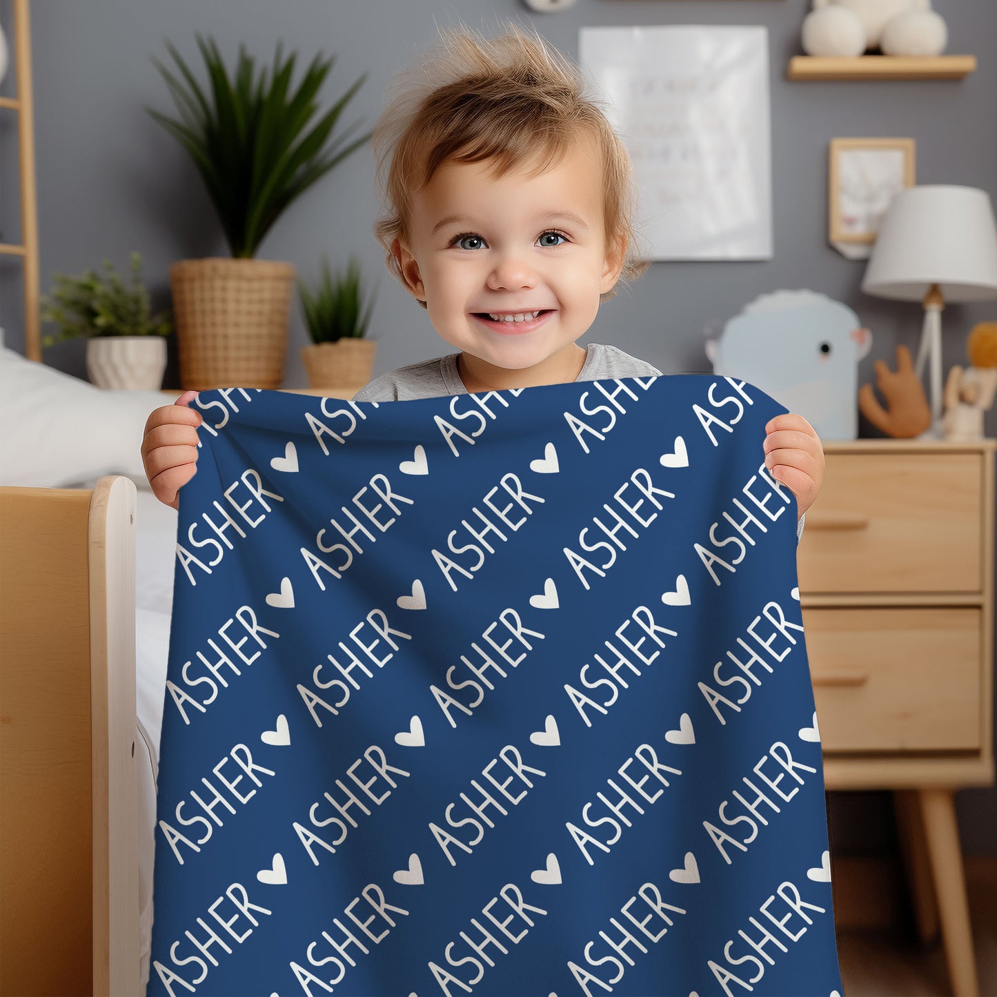Personalized SnugglePlush™ Fleece Name Blanket - Handwritten Heart Font