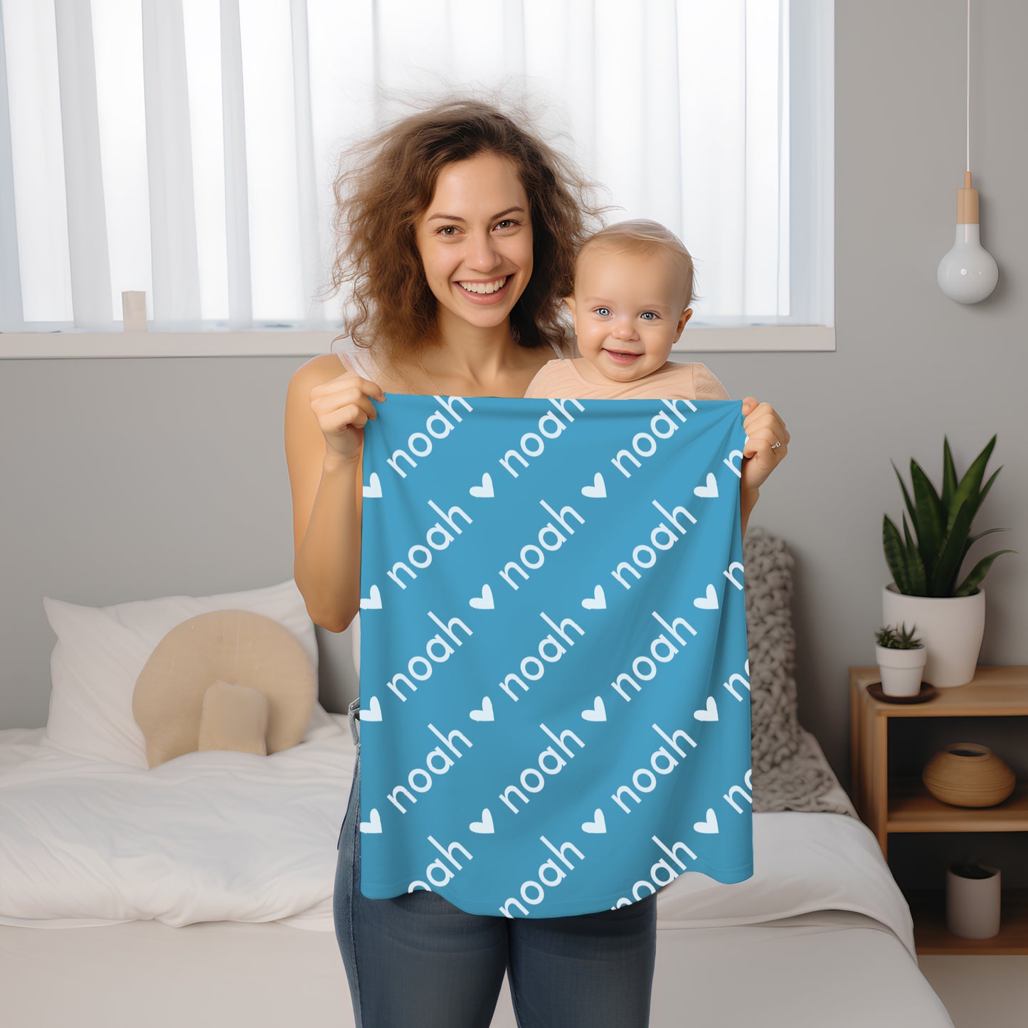 Personalized SnugglePlush™ Fleece Name Blanket - Sans Heart Font