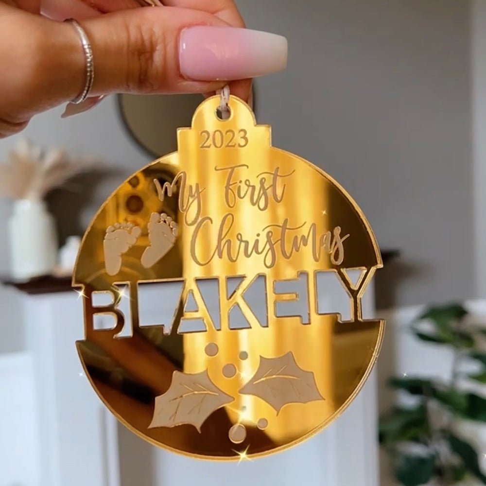 Baby’s First Christmas Split Name Tree Ornament Ornament - VividEditions