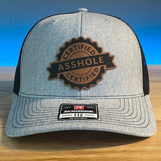 CERTIFIED AS*HOLE Funny Leather Patch Hat Patch Hat - VividEditions