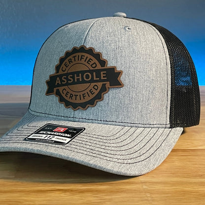 CERTIFIED AS*HOLE Funny Leather Patch Hat Patch Hat - VividEditions