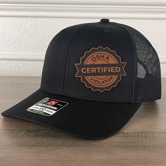 Certified OSHA Violator Side Leather Patch Hat Black - VividEditions