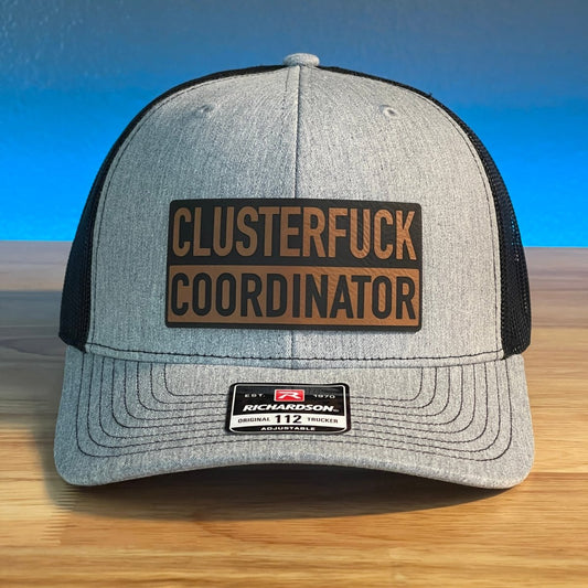 CLUSTERF*CK COORDINATOR Funny Leather Patch Hat Patch Hat - VividEditions