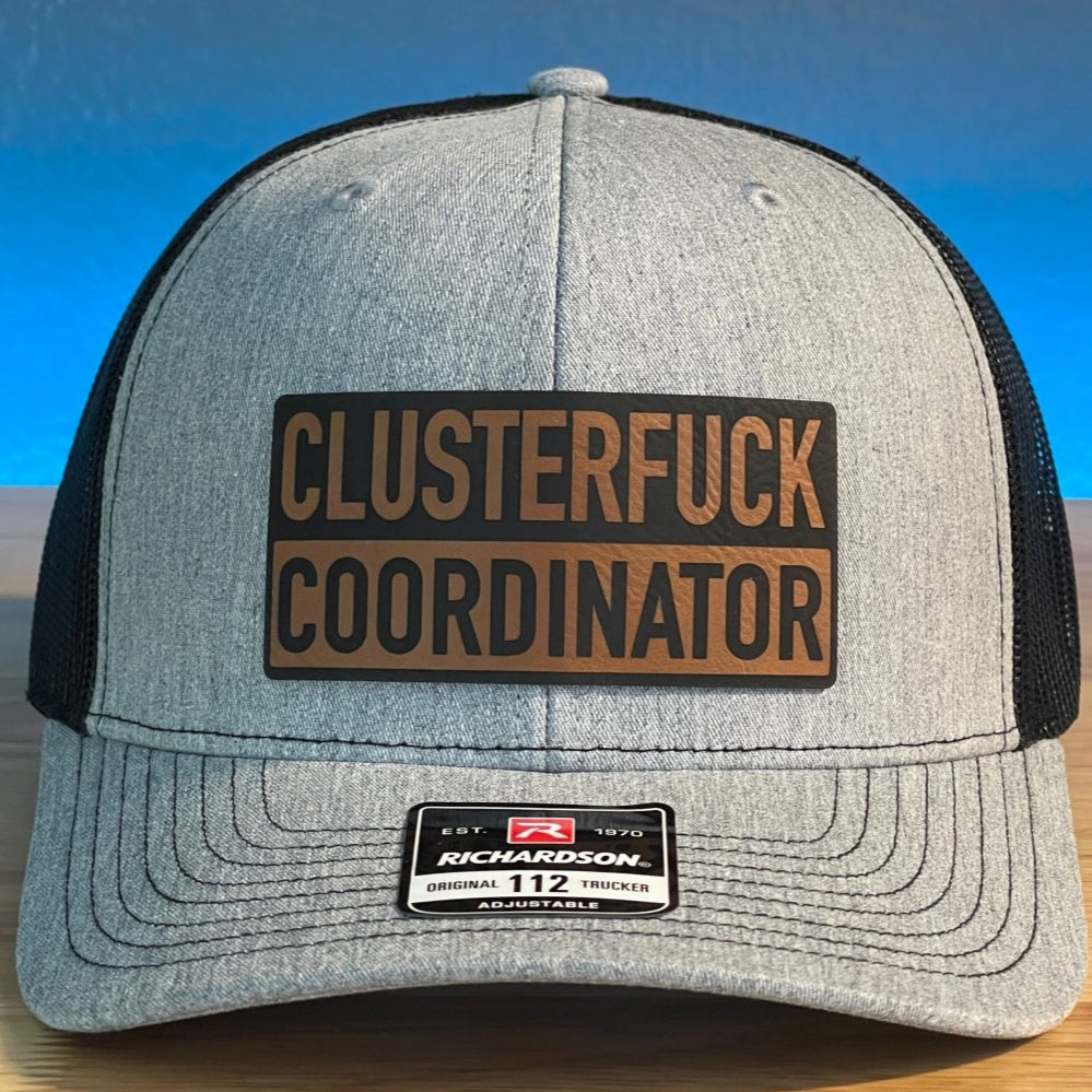 CLUSTERF*CK COORDINATOR Funny Leather Patch Hat Patch Hat - VividEditions