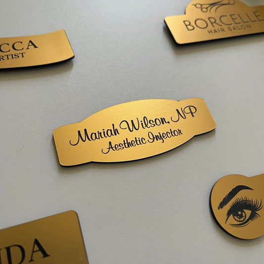 Custom Laser Engraved Oval Name Tag Badge - Magnetic Name Tag - VividEditions