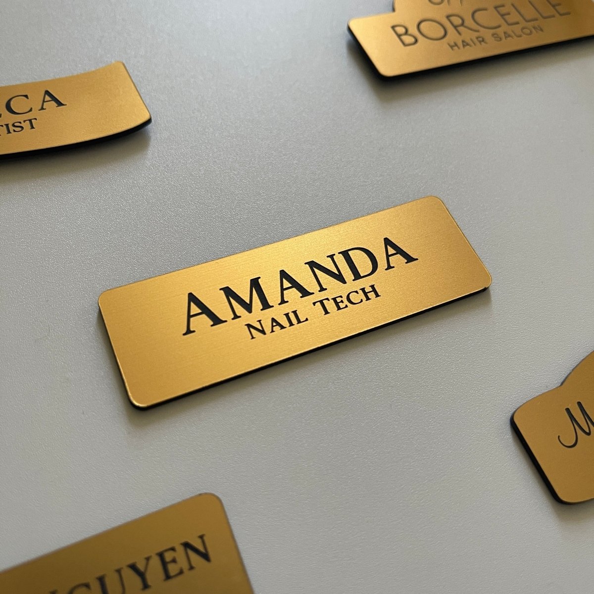 Custom Laser Engraved Rectangular Name Tag Badge - Magnetic Name Tag - VividEditions