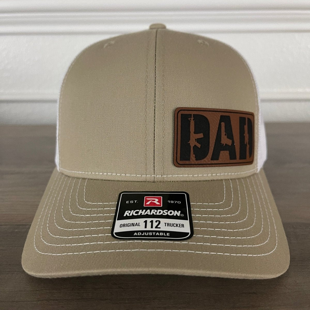 DAD 2A 2nd Amendment Leather Patch Hat Khaki Patch Hat - VividEditions