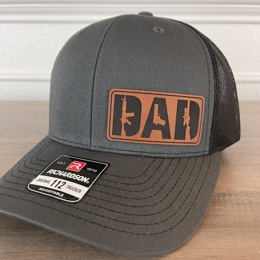 DAD 2A 2nd Amendment Patriotic Leather Patch Hat Charcoal/Black - VividEditions