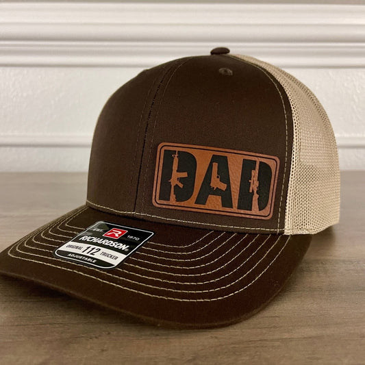 DAD 2nd Amendment Side Leather Patch Hat Brown - VividEditions