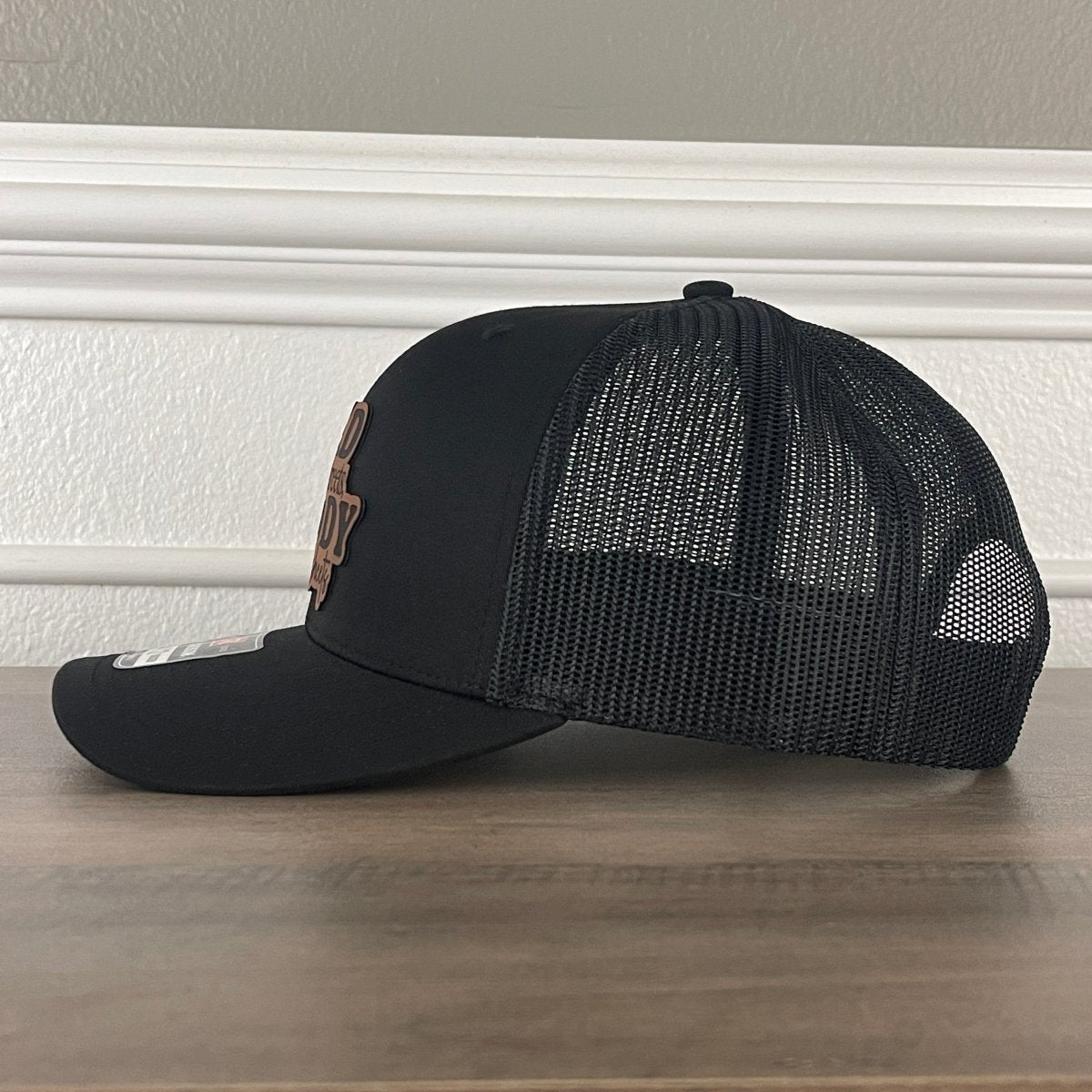 Dad In The Streets Daddy In The Sheets Front Leather Patch Hat Black Patch Hat - VividEditions