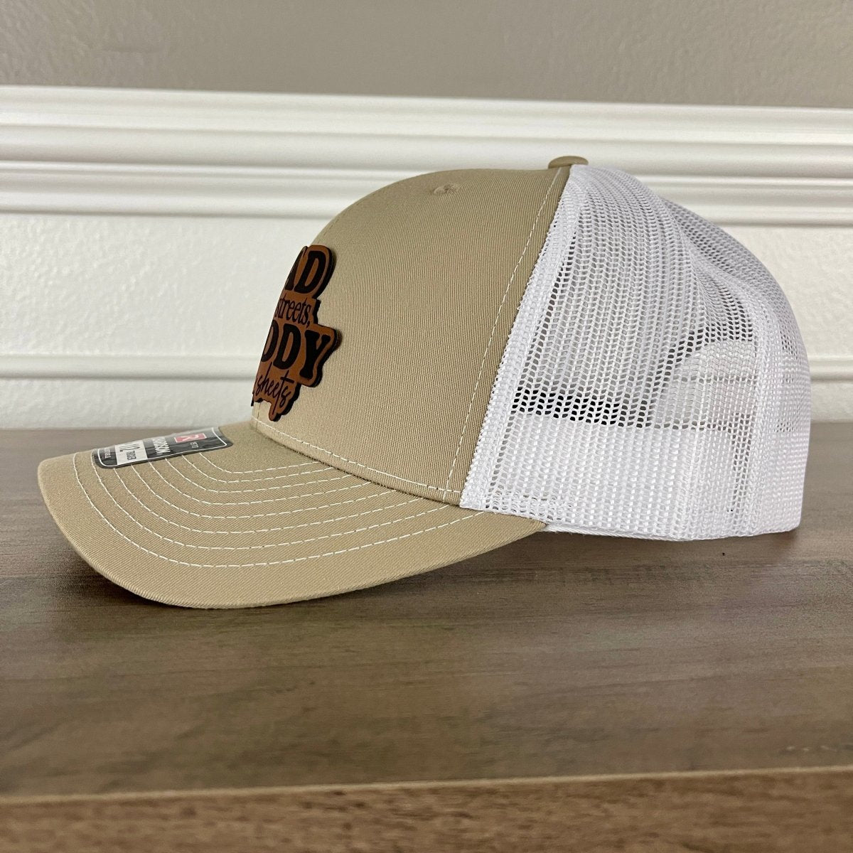 Dad in the Streets, Daddy in the Sheets Front Leather Patch Hat Khaki Patch Hat - VividEditions