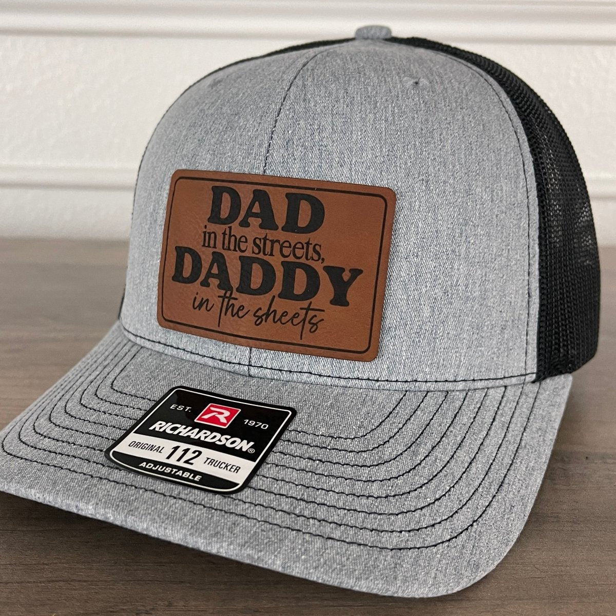 Dad in the Streets, Daddy in the Sheets Rectangular Leather Patch Hat - VividEditions