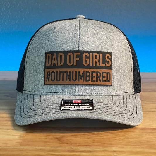 DAD of Girls #OUTNUMBERED Funny Leather Patch Hat Patch Hat - VividEditions