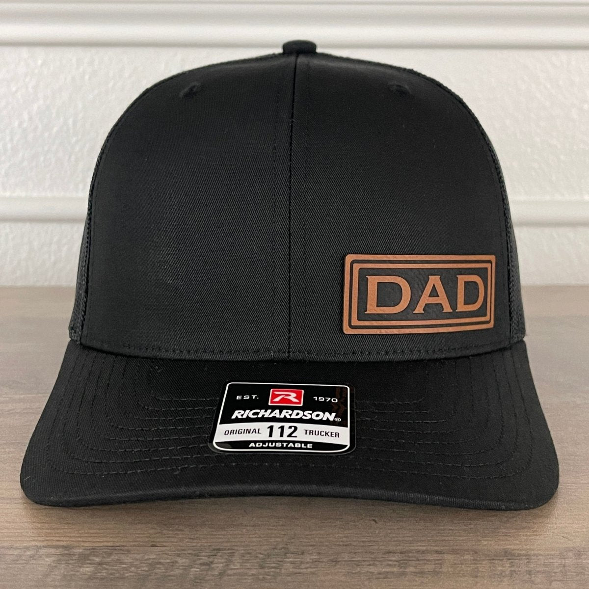 DAD Side Leather Patch Hat Black Patch Hat - VividEditions