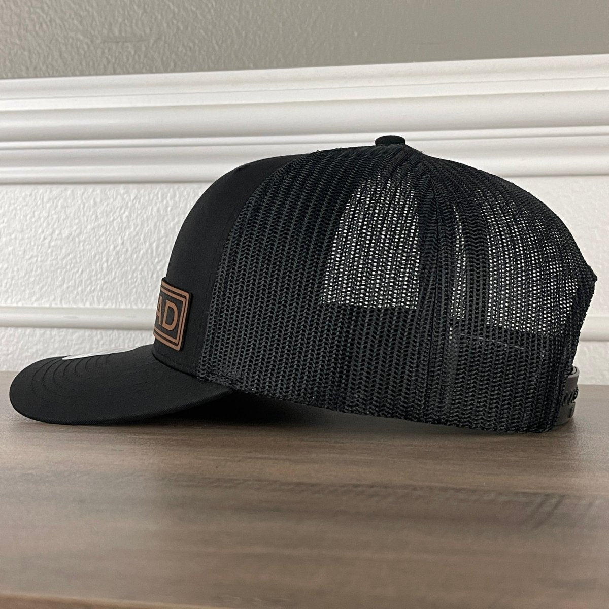 DAD Side Leather Patch Hat Black Patch Hat - VividEditions