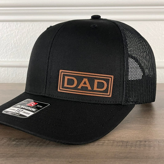 DAD Side Leather Patch Hat Black Patch Hat - VividEditions
