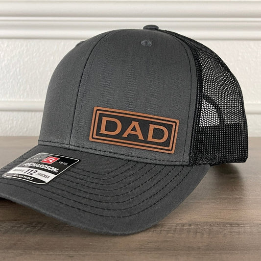 DAD Side Leather Patch Hat Charcoal/Black Patch Hat - VividEditions