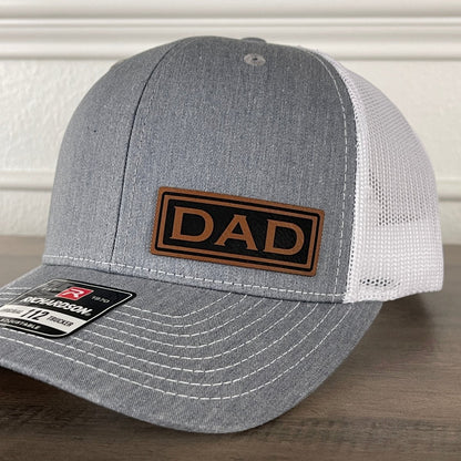 DAD Side Leather Patch Hat Grey/White Patch Hat - VividEditions