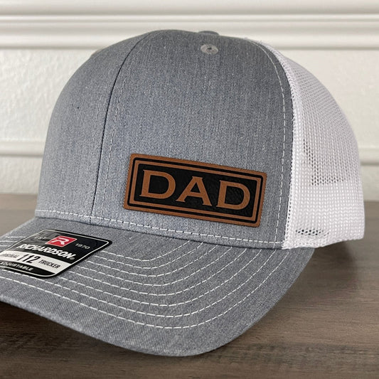 DAD Side Leather Patch Hat Grey/White Patch Hat - VividEditions