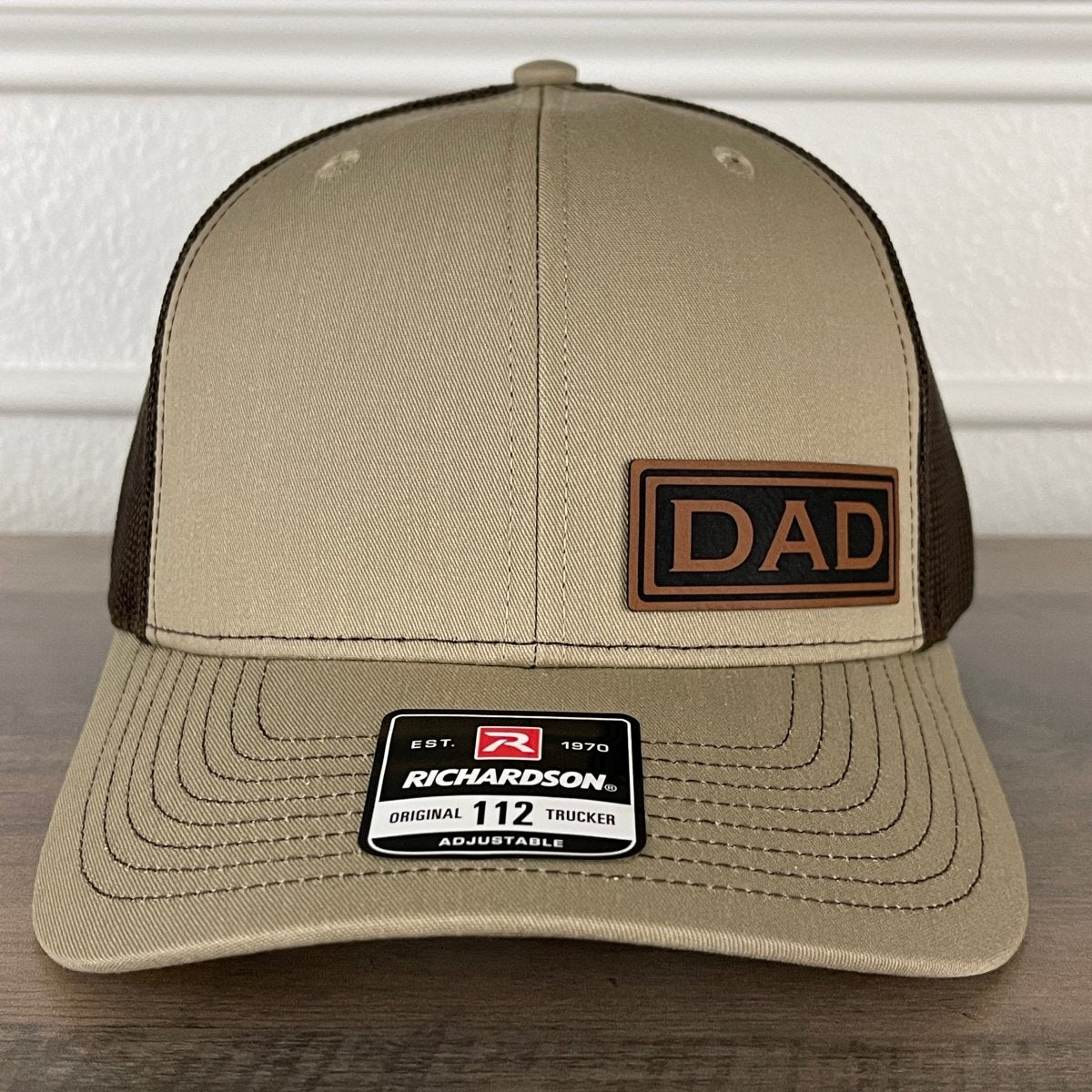 DAD Side Leather Patch Hat Khaki/Brown Patch Hat - VividEditions