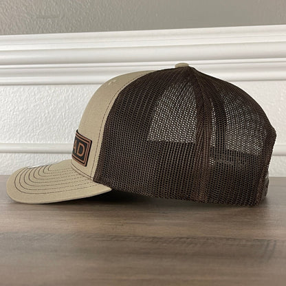 DAD Side Leather Patch Hat Khaki/Brown Patch Hat - VividEditions