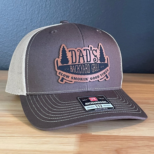 Dad's Backyard Grill BBQ Patch SnapBack Trucker Hat Brown Patch Hat