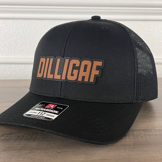 DILLIGAF Do I Look Like I Give A F Leather Patch Hat Black Patch Hat - VividEditions