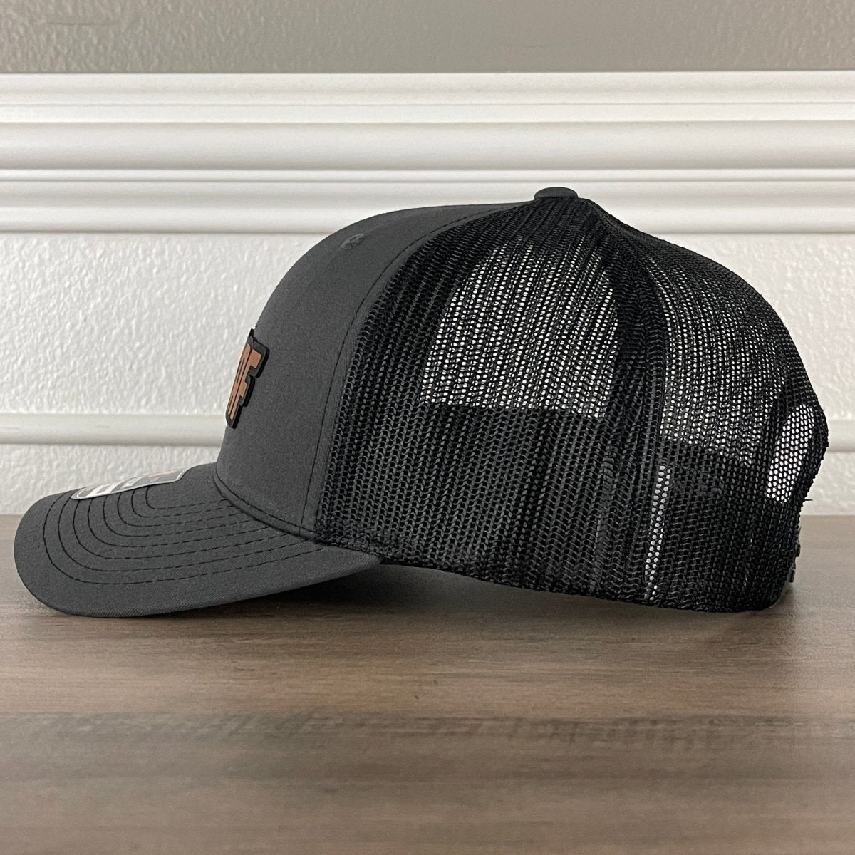 DILLIGAF Do I Look Like I Give A F Leather Patch Hat Charcoal/Black Patch Hat - VividEditions