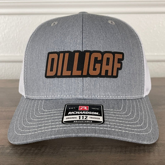 DILLIGAF Do I Look Like I Give A F Leather Patch Hat Grey/White Patch Hat - VividEditions
