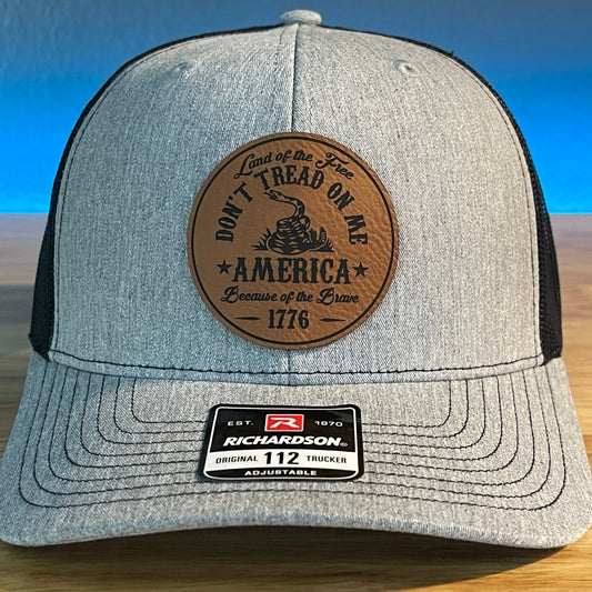 DON'T TREAD ON ME 1776 2ND AMENDMENT 2A Leather Patch Hat Patch Hat - VividEditions