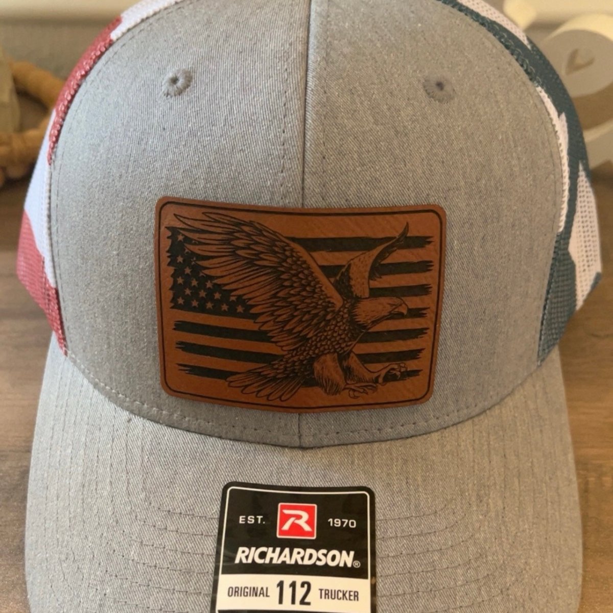 Eagle Flag Leather Patch Hat Stars & Stripes Patch Hat - VividEditions