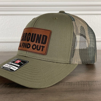 F Around And Find Out FAFO 2A 2nd Amendment Patriotic Leather Patch Hat Green/Camo Patch Hat - VividEditions