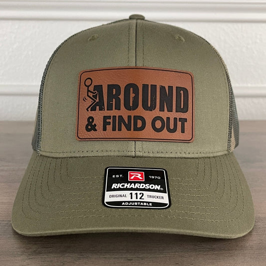 F Around And Find Out FAFO 2A 2nd Amendment Patriotic Leather Patch Hat Green/Camo Patch Hat - VividEditions