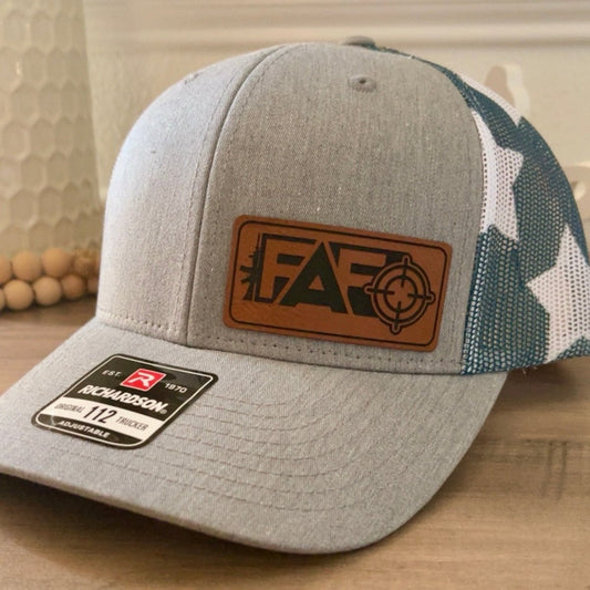 F Around And Find Out FAFO Flag Leather Patch Hat Patch Hat - VividEditions