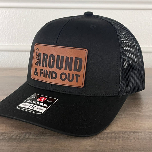 F Around And Find Out Leather Patch Hat Black Patch Hat - VividEditions