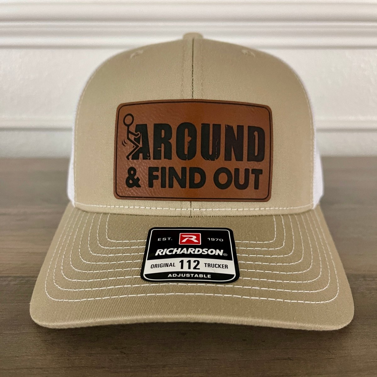 F Around And Find Out Leather Patch Hat Khaki Patch Hat - VividEditions
