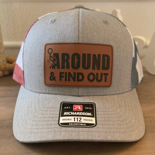 F Around And Find Out Leather Patch Hat Stars & Stripes Patch Hat - VividEditions