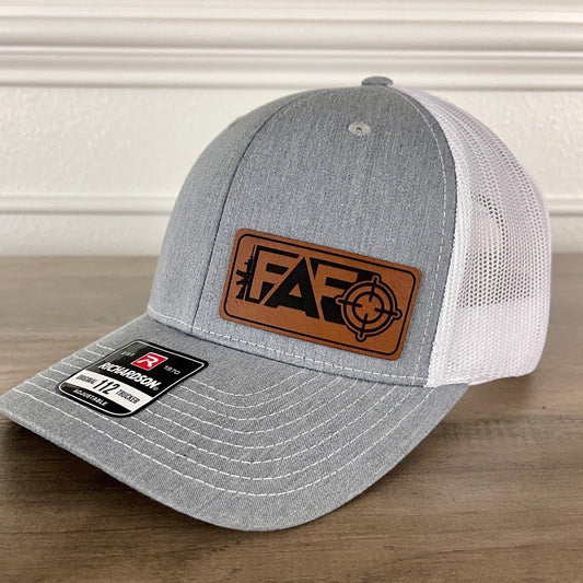 FAFO F Around And Find Out 2A 2nd Amendment Leather Patch Hat Grey/White Patch Hat - VividEditions