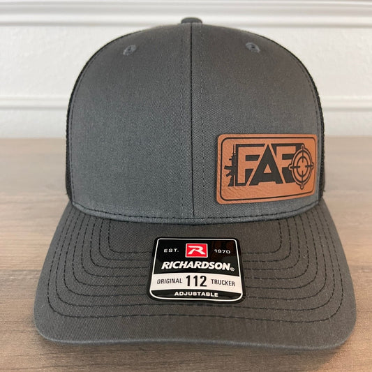 FAFO F Around And Find Out Leather Patch Hat Charcoal/Black Patch Hat - VividEditions