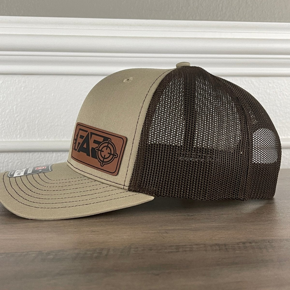 FAFO F Around And Find Out Leather Patch Hat Khaki/Brown Patch Hat - VividEditions