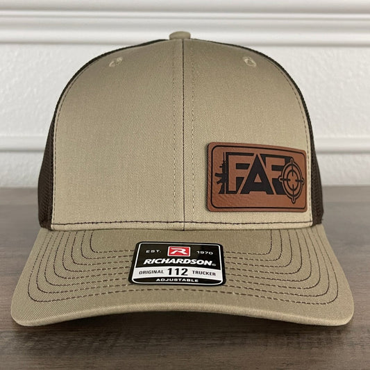 FAFO F Around And Find Out Leather Patch Hat Khaki/Brown Patch Hat - VividEditions