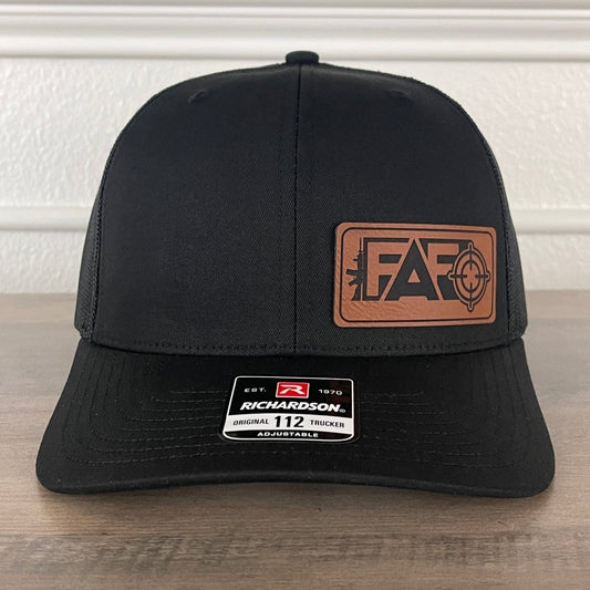 FAFO F Around And Find Out Side Leather Patch Hat Black Patch Hat - VividEditions