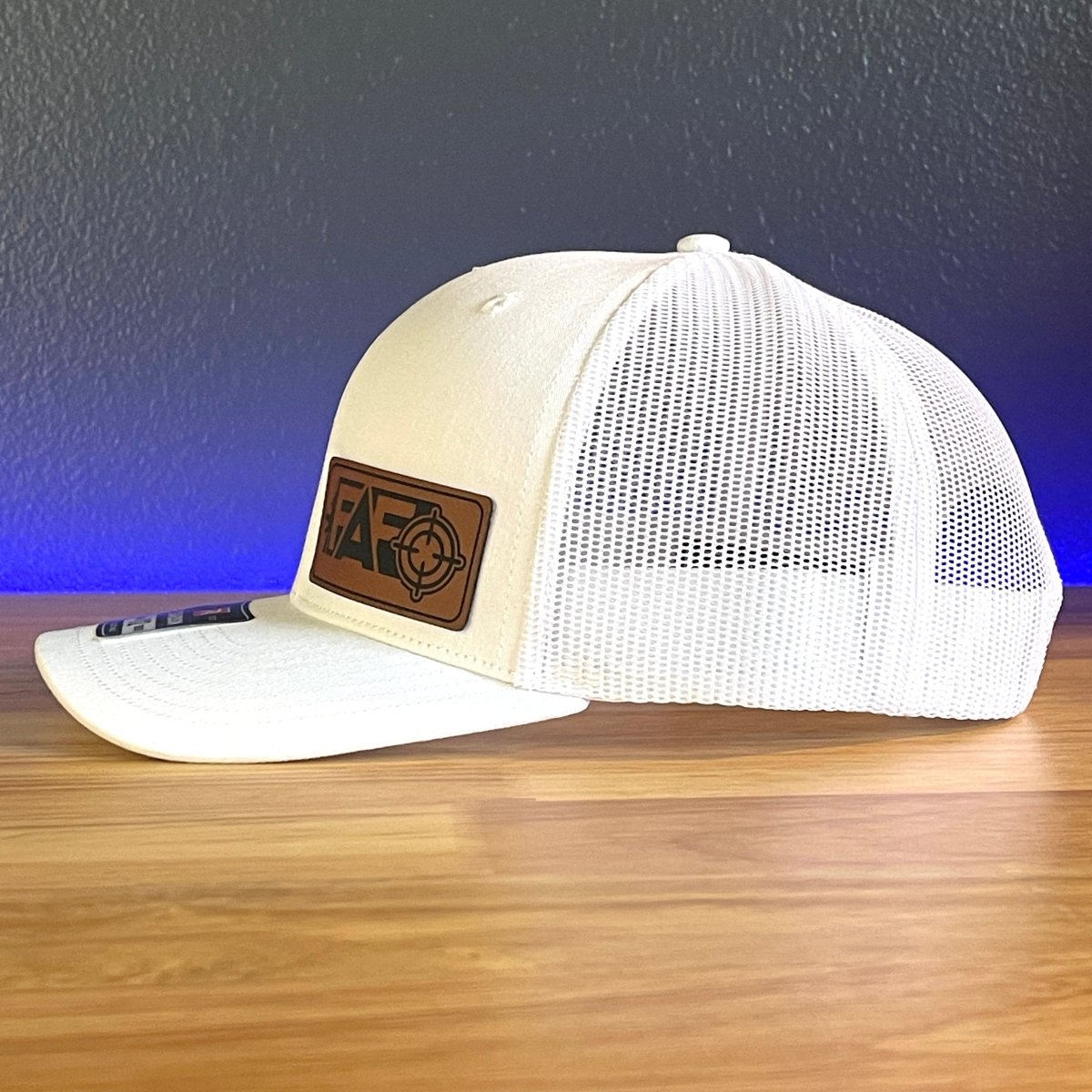 FAFO F AROUND AND FIND OUT Side Leather Patch Trucker Hat White Patch Hat