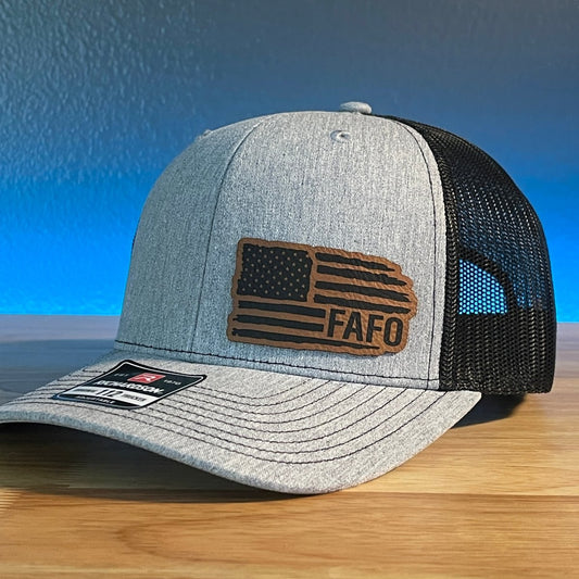 FAFO FLAG PATRIOTIC 2ND AMENDMENT 2A Side Leather Patch Hat Patch Hat - VividEditions