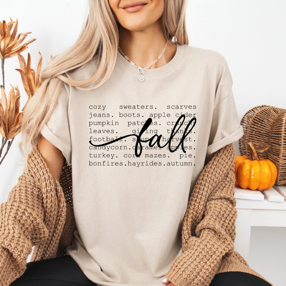 Fall Words Ladies Shirt (4 colors) Gildan / Ivory / XL Fall Words Ladies Shirt (4 colors) Gildan / Ivory / XL