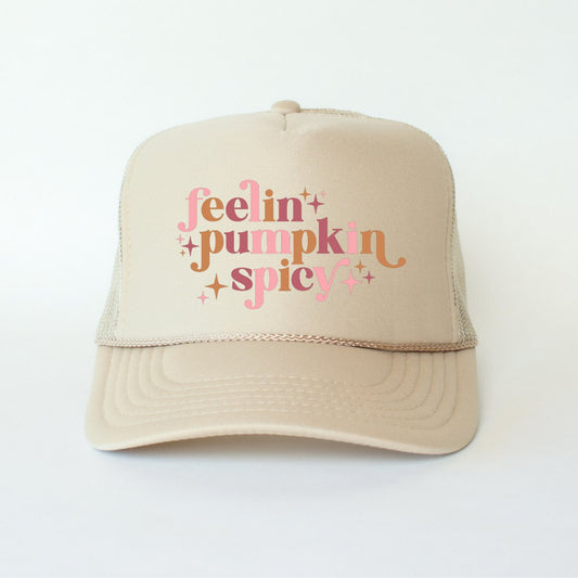 Feeling Pumpkin Spicy Classic Foam Trucker Hat Khaki Trucker Hat