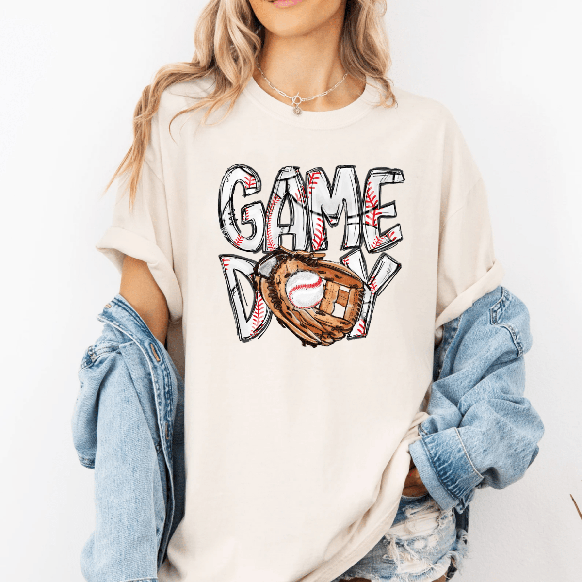 Game Day Tee Baseball Glove Mom Shirt T-Shirt