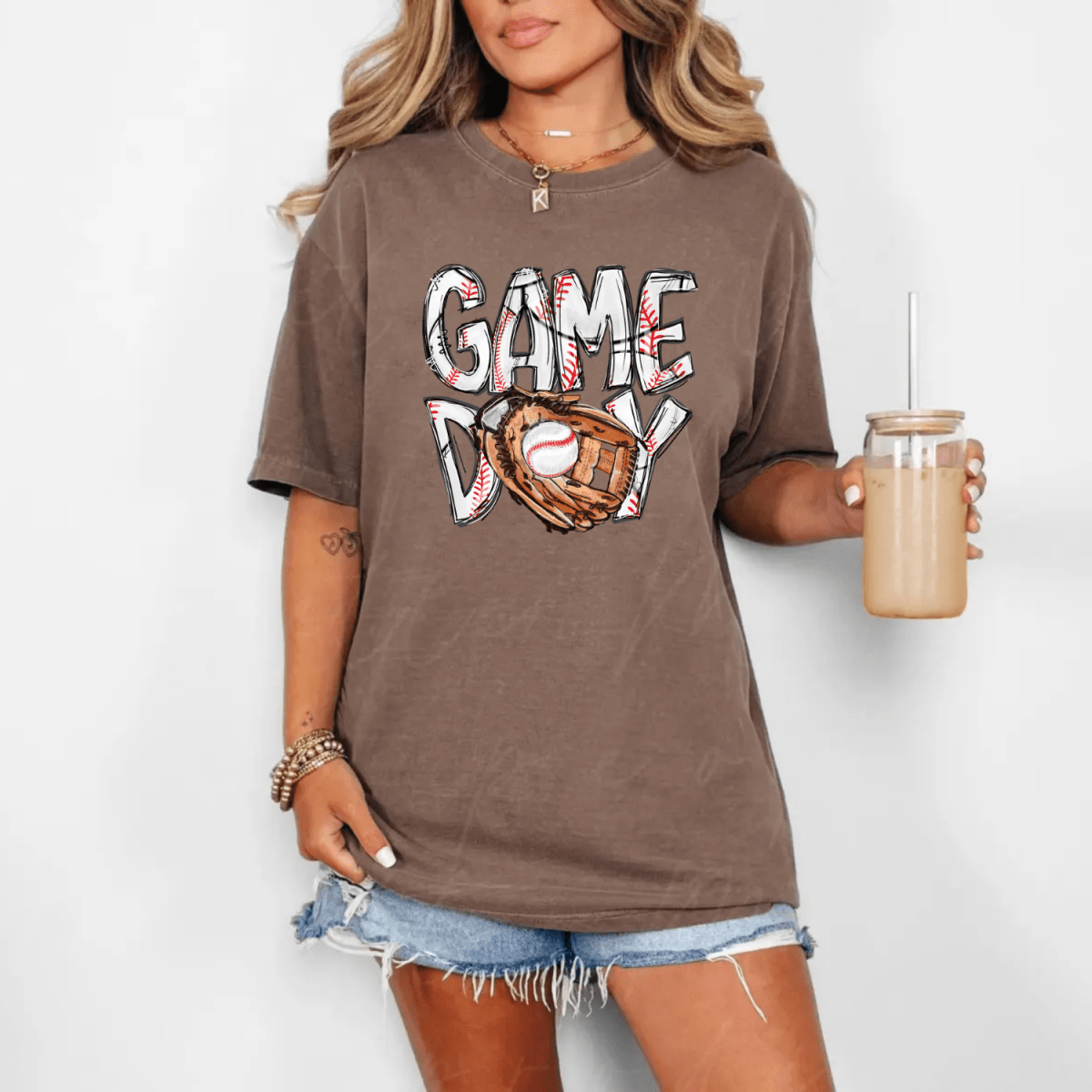 Game Day Tee Baseball Glove Mom Shirt T-Shirt