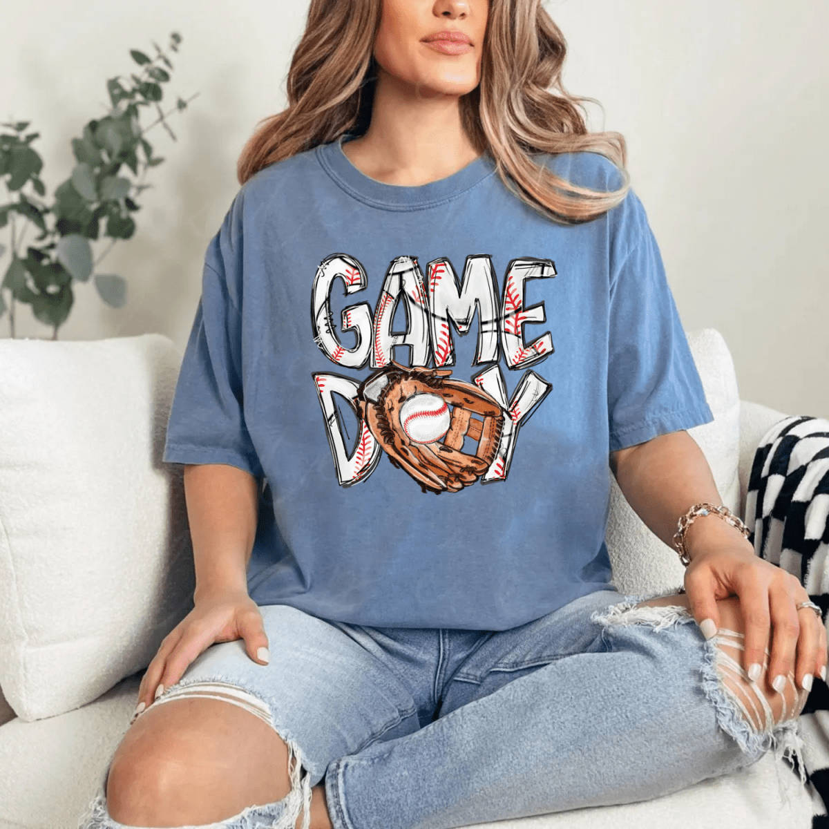 Game Day Tee Baseball Glove Mom Shirt T-Shirt