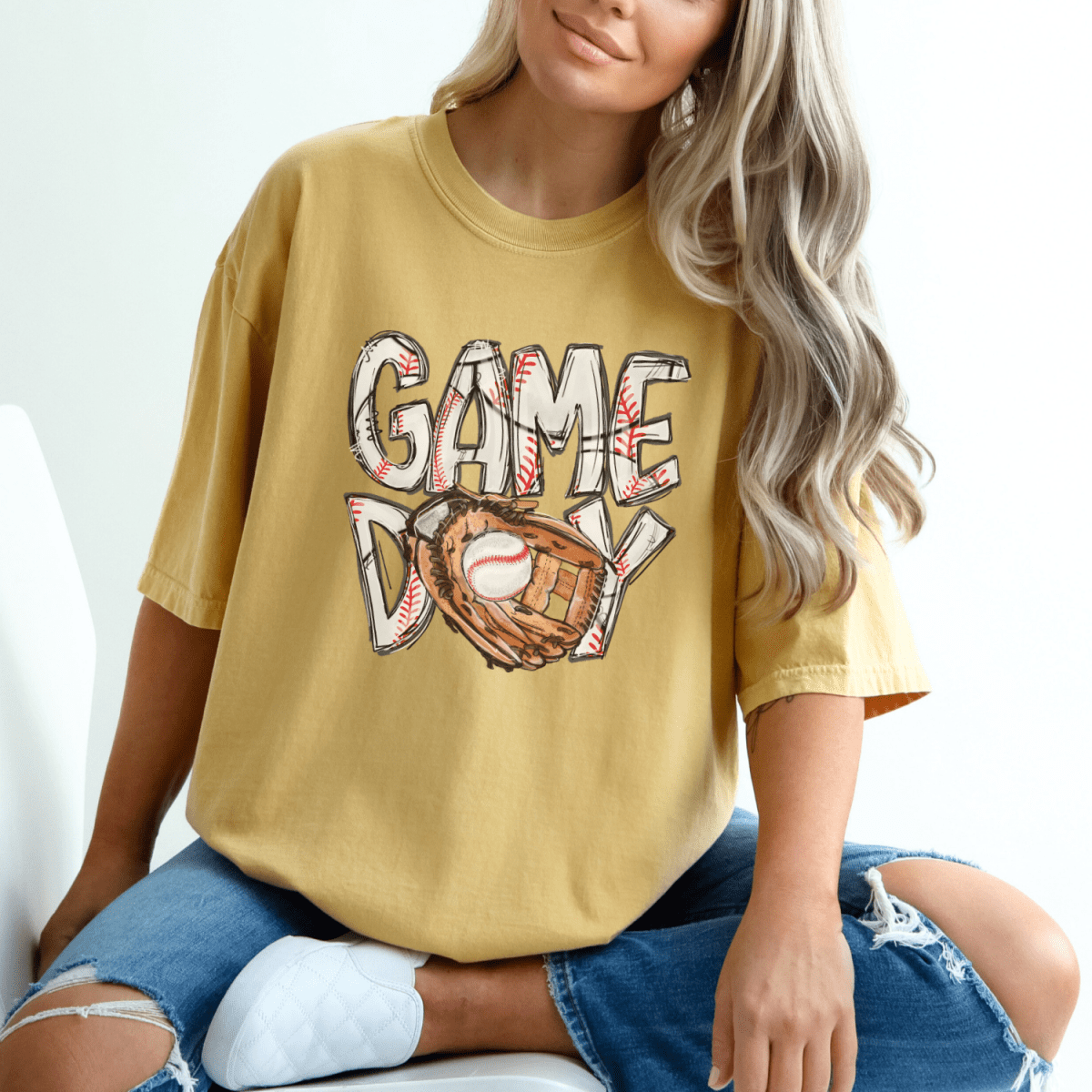 Game Day Tee Baseball Glove Mom Shirt T-Shirt